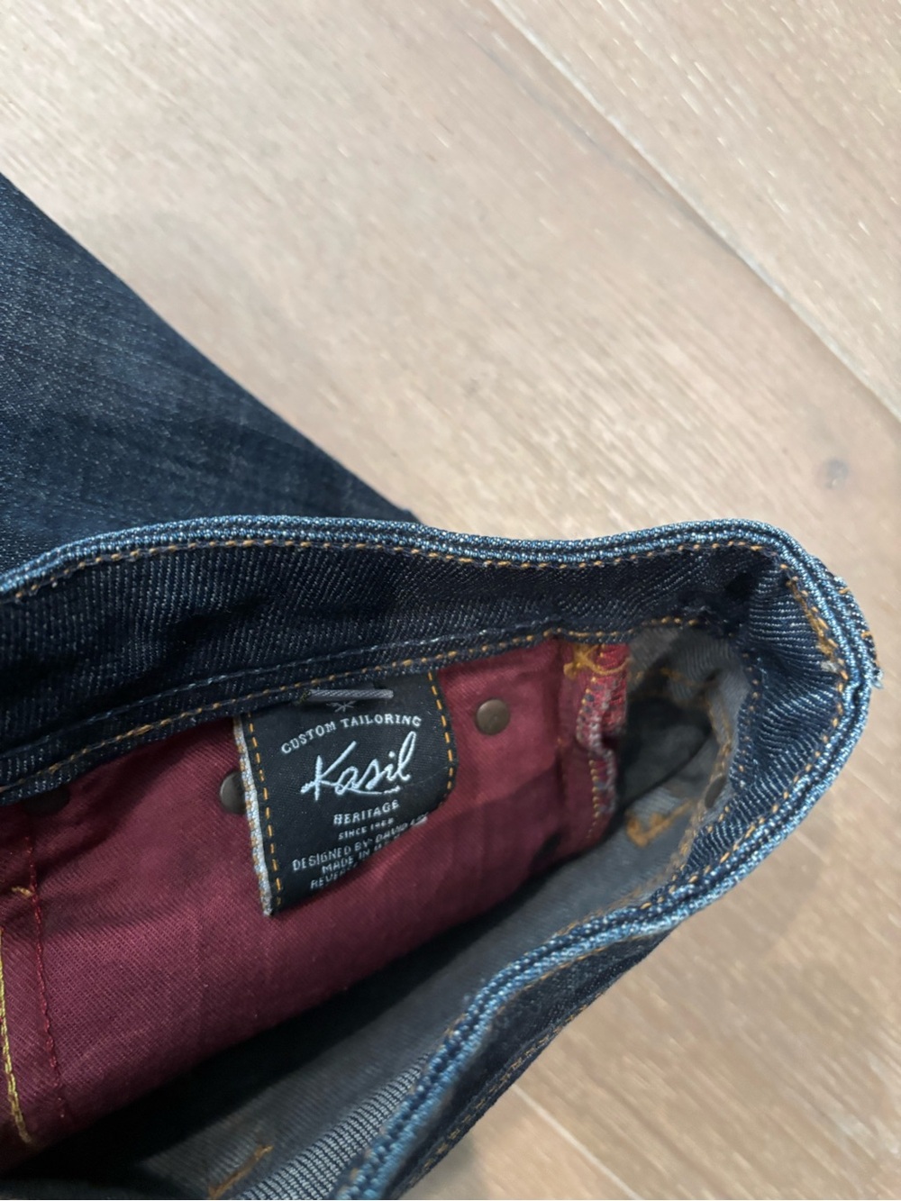 Y2K Vintage Kasil Custom Tailoring Low Rise Jeans Dark Wash - Picture 3 of 5